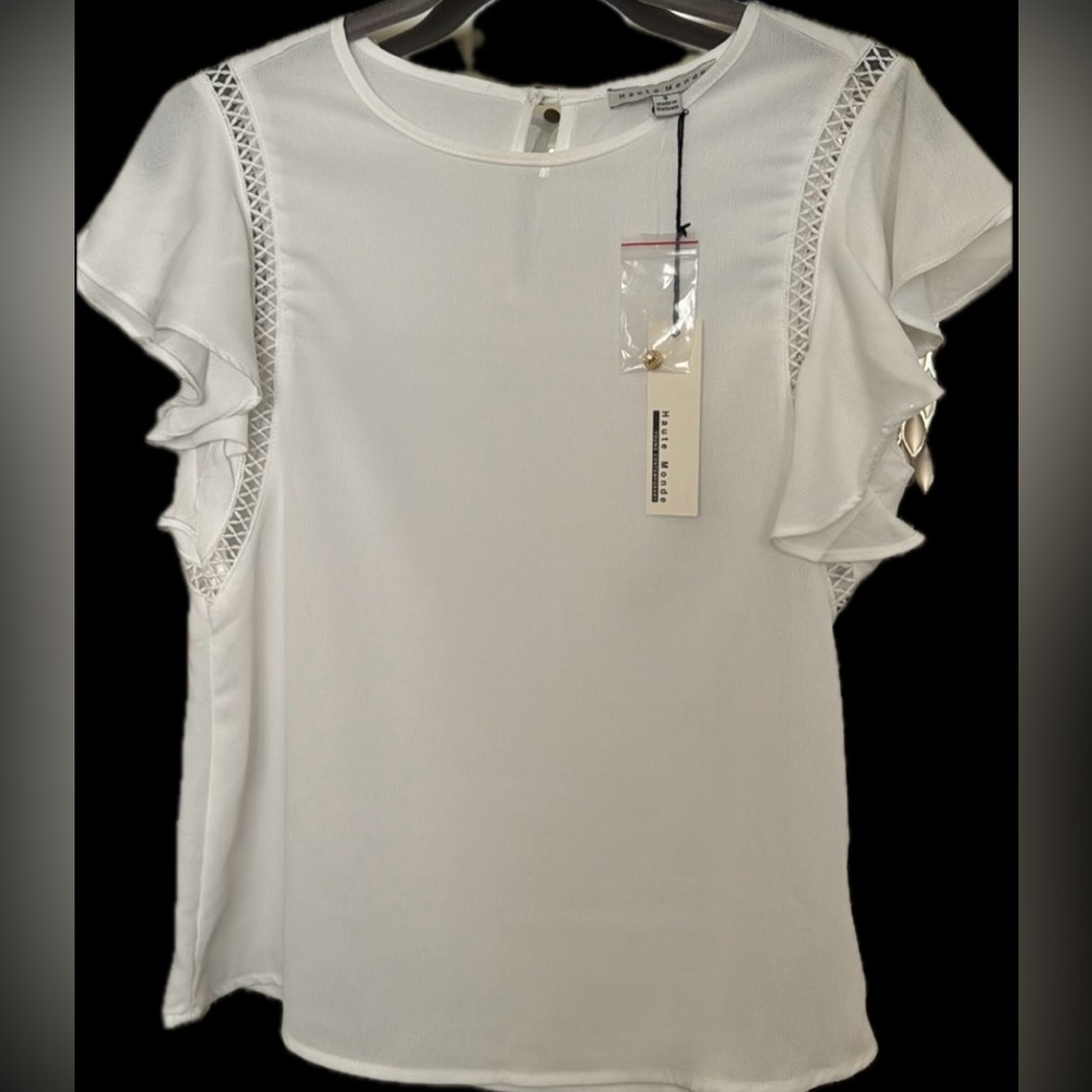 Haute Monde Top/ blouse, Tee Short Sleeve Cute, White 🤍🤍🤍Small